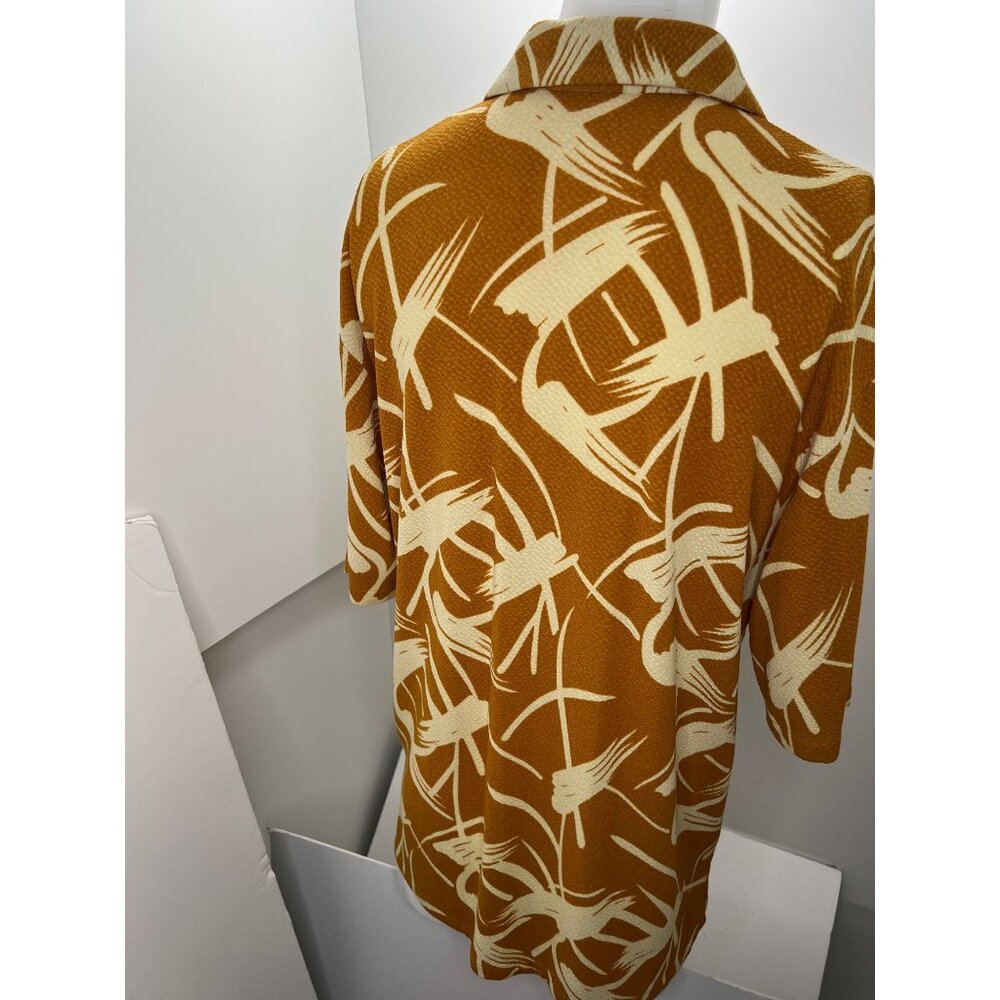 Creme De Silk Shirt Men's Medium M Abstract Textured Silk Blend Short Sleeve - Picture 2 of 7